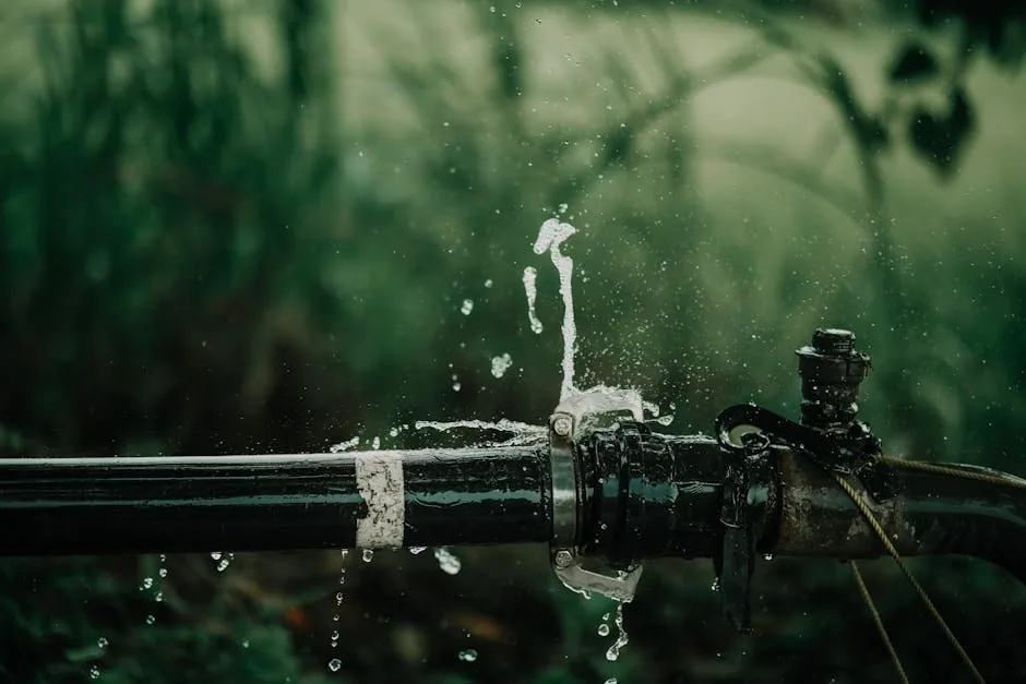 Leaking water pipe outdoors