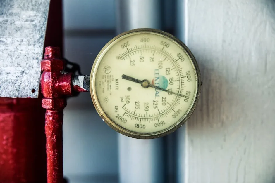 Pressure gauge on an industrial pipe